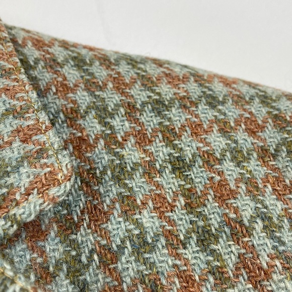 Vintage Harris Tweed Sport Coat Mens 42S Green Brown Houndstooth Wool 60s 70s - Picture 7 of 15